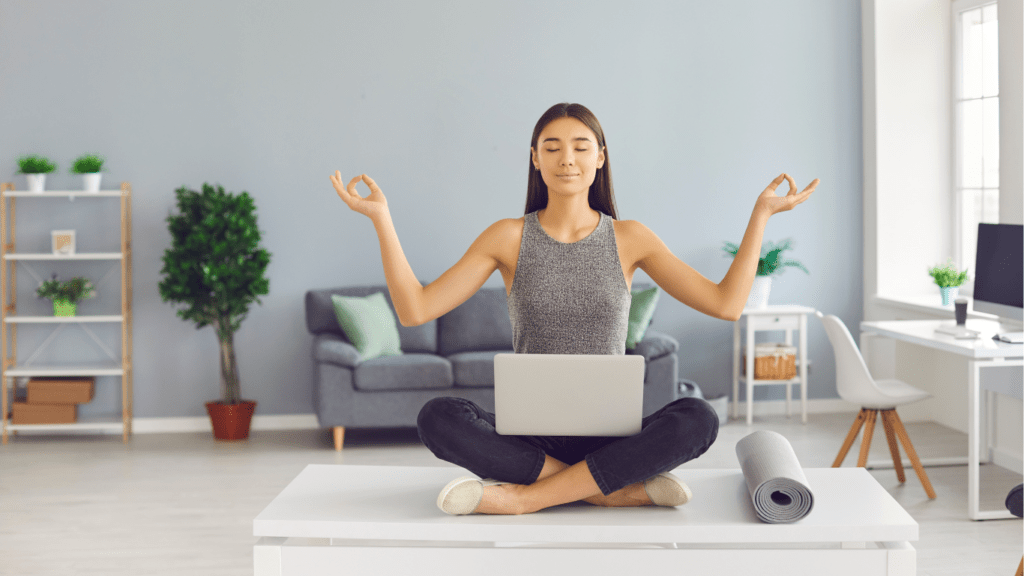 Meditation using laptop